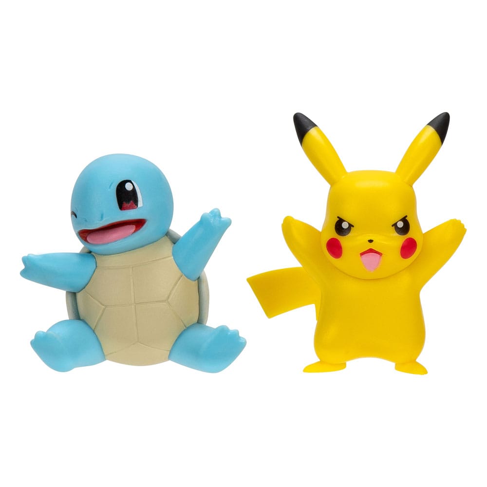 Pokémon-Kampffiguren-Set (auf Bestellung gefertigt): Erstes Partner-Set, 2er-Pack Schiggy #2, Pikachu #9