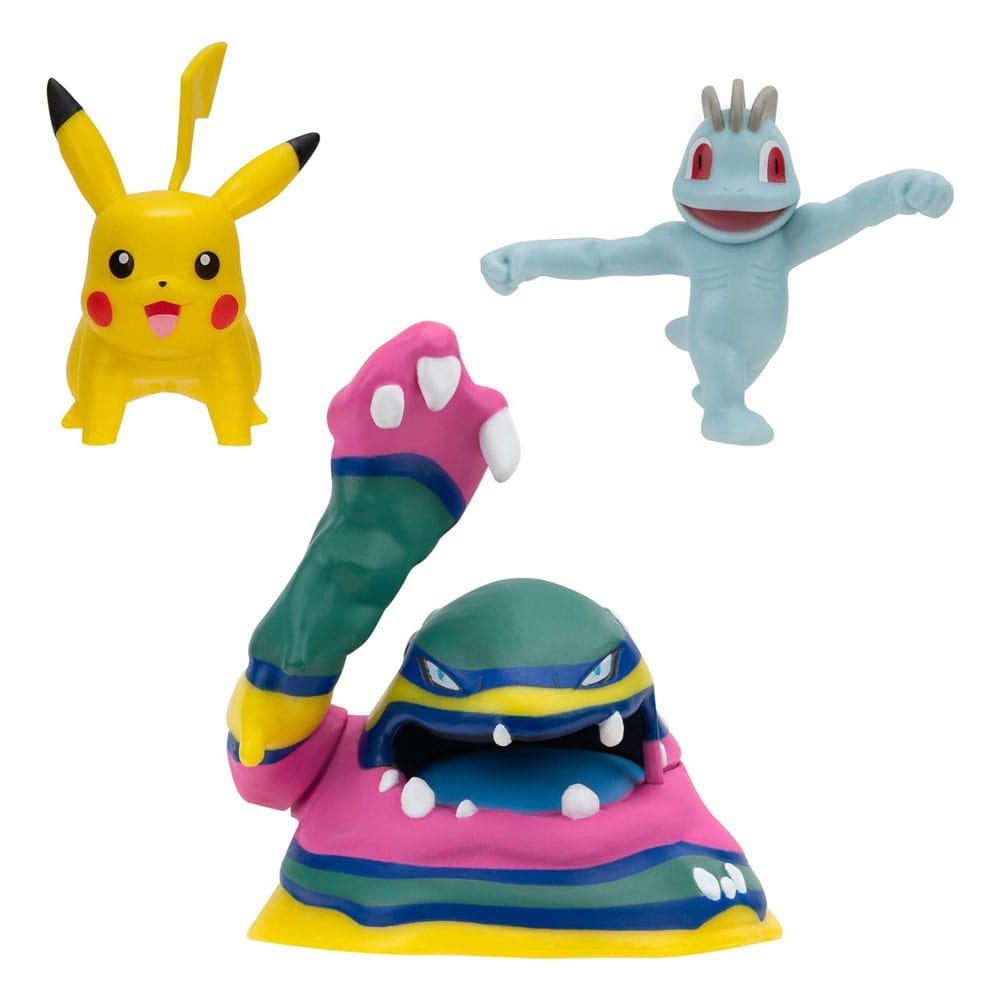 MADE TO ORDER Pokémon Battle Figure Set 3-Pack Machop, Pikachu #1, Alolan Muk 5 cm