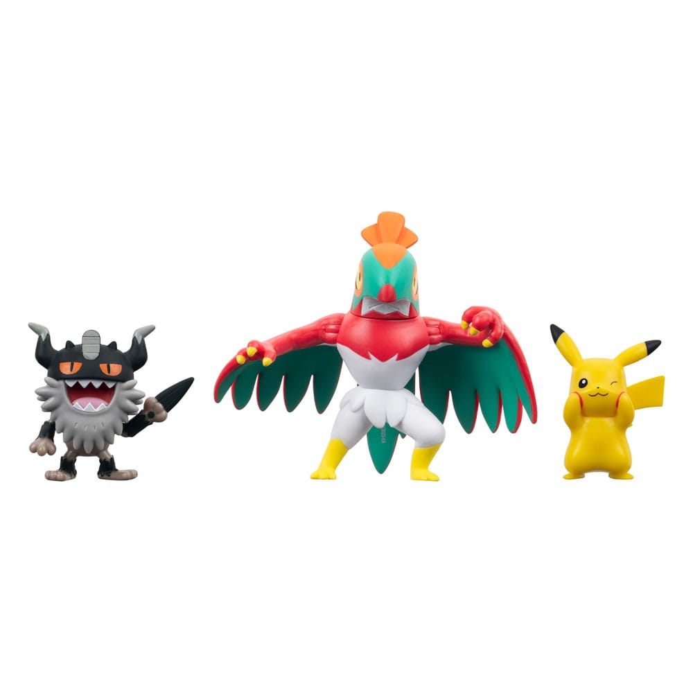 MADE TO ORDER Pokémon Battle Figure Set 3-Pack Pikachu #8, Perrserker, Hawlucha 5 cm