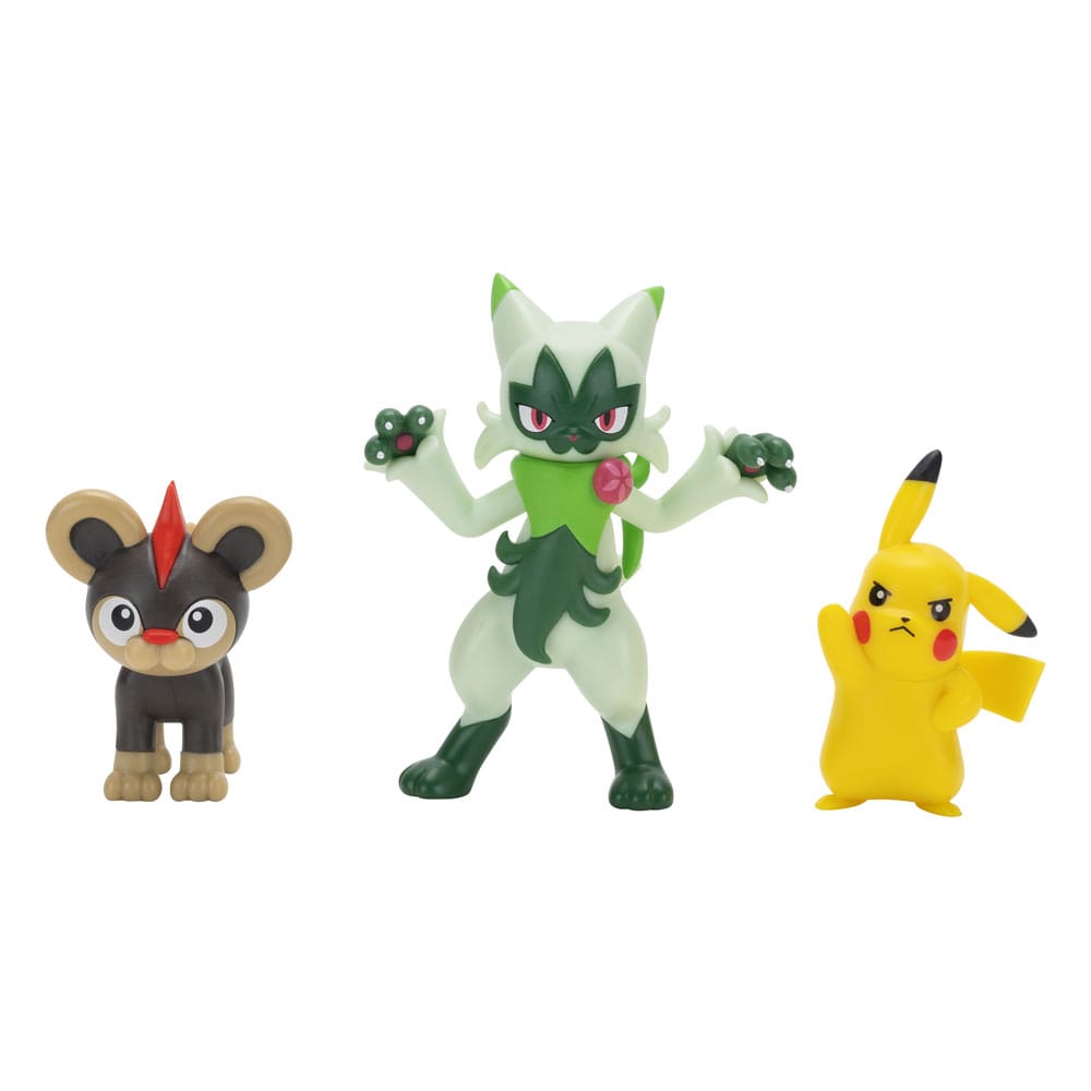 AUF BESTELLUNG HERGESTELLT Pokémon Erstes Partner-Kampffiguren-Set Figur 3er-Pack Litleo, Pikachu & Floragato