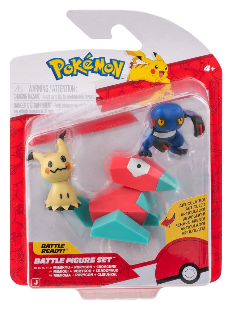🧪 LAB | SU ORDINAZIONE Pokémon Battle Figure 3-Pack Mimikyu, Porygon & Croagunk