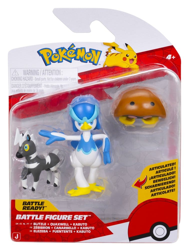🧪 LAB | SU ORDINAZIONE Pokémon Battle Figure 3-Pack Blitzle, Kabuto & Quaxwell