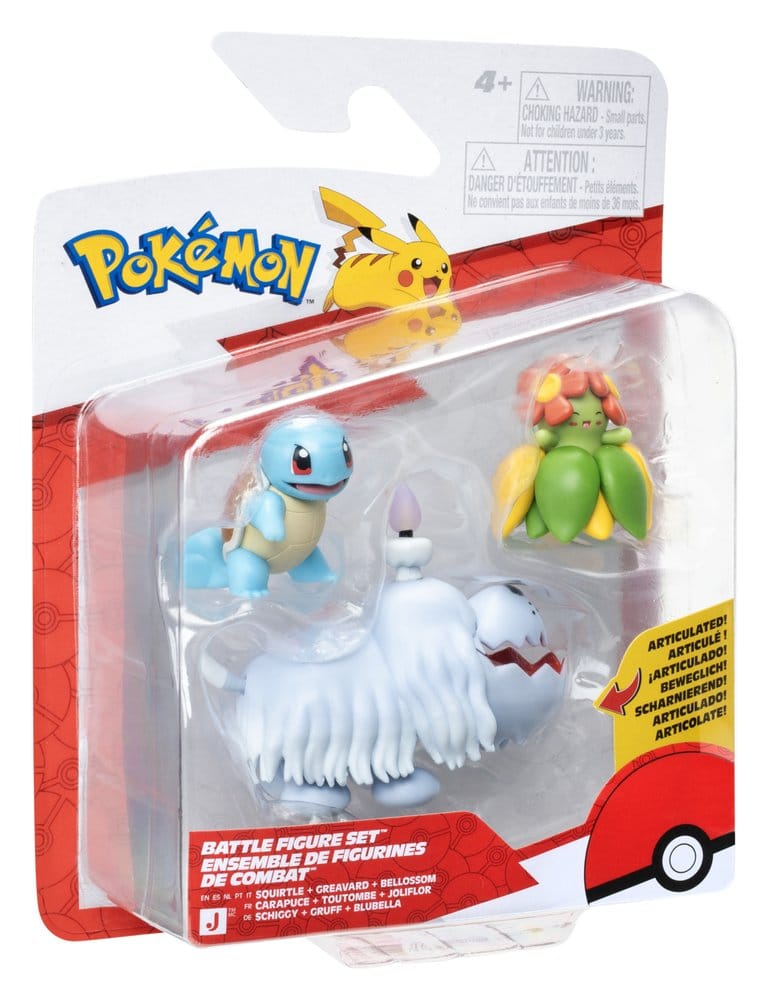 🧪 LAB | SU ORDINAZIONE Pokémon Battle Figure 3-Pack Squirtle, Greavard & Bellossom