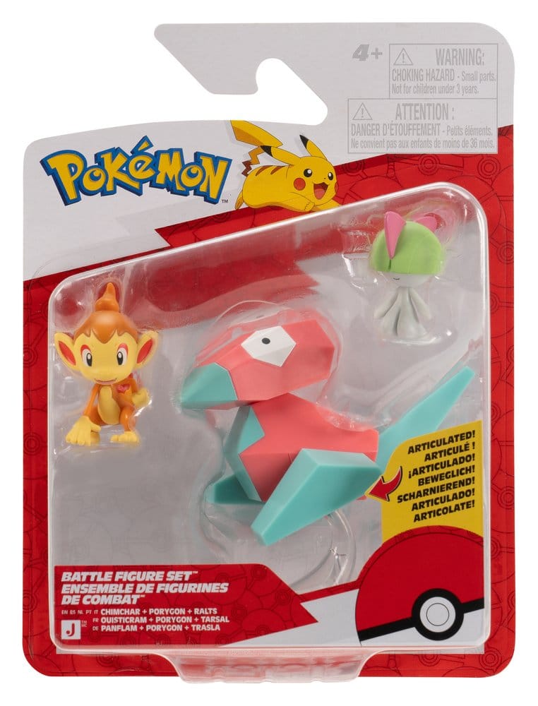 PREORDINE+ 02/2027 Pokémon Battle Figure Set Action Figures Chimchar, Ralts & Porygon (3-Pack)