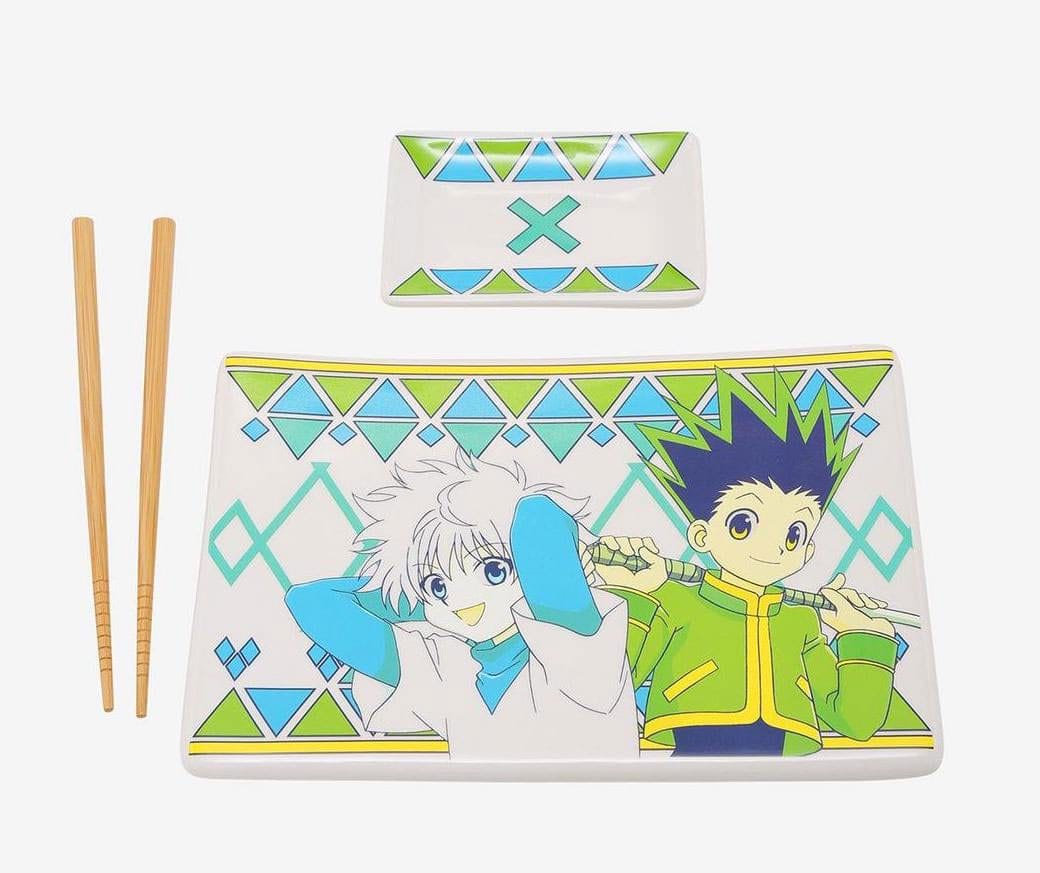 Auf Bestellung gefertigtes Hunter x Hunter Keramik-Sushi-Set mit Essstäbchen Gon & Killua