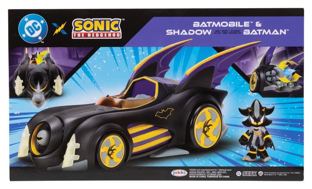 🧪 LAB | SU ORDINAZIONE DC x Sonic - The Hedgehog Action Figure with Vehicle Shadow Batman & Batmobile 6 cm