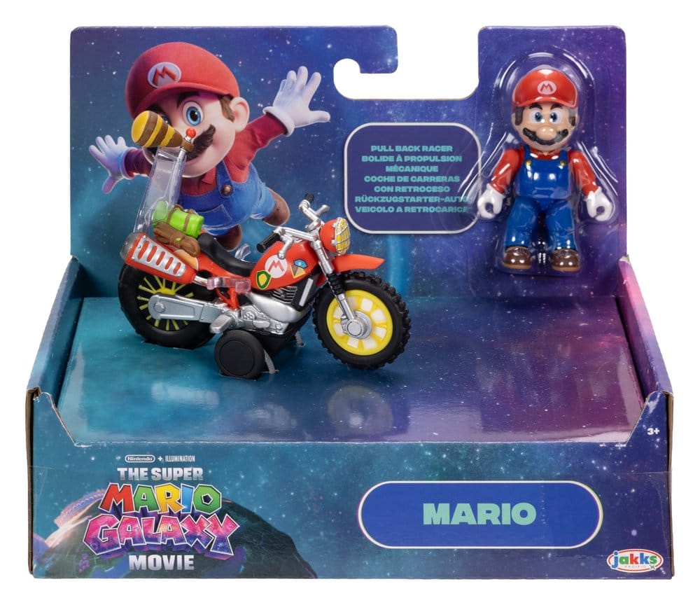 🧪 LAB | SU ORDINAZIONE The Super Mario Galaxy Movie Action Figure with Pull Back Motorcycle Mario 6 cm
