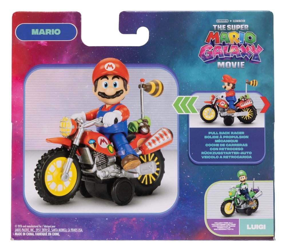 🧪 LAB | SU ORDINAZIONE The Super Mario Galaxy Movie Action Figure with Pull Back Motorcycle Mario 6 cm