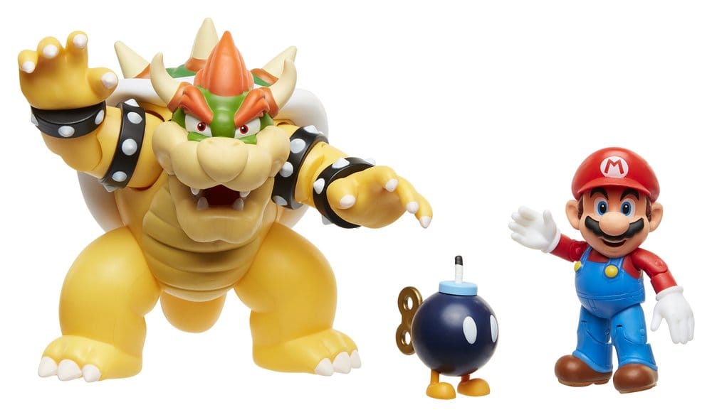🧪 LAB | SU ORDINAZIONE World of Nintendo Action Figure 3-Pack Mario vs. Bowser Lava Battle