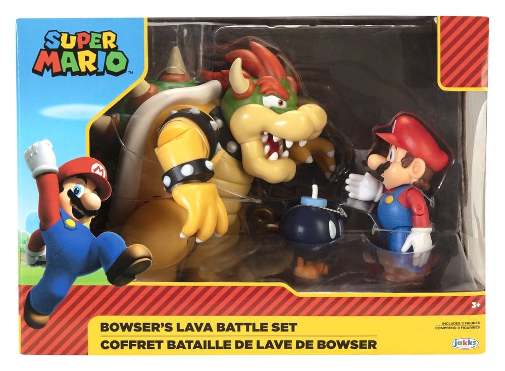 🧪 LAB | SU ORDINAZIONE World of Nintendo Action Figure 3-Pack Mario vs. Bowser Lava Battle