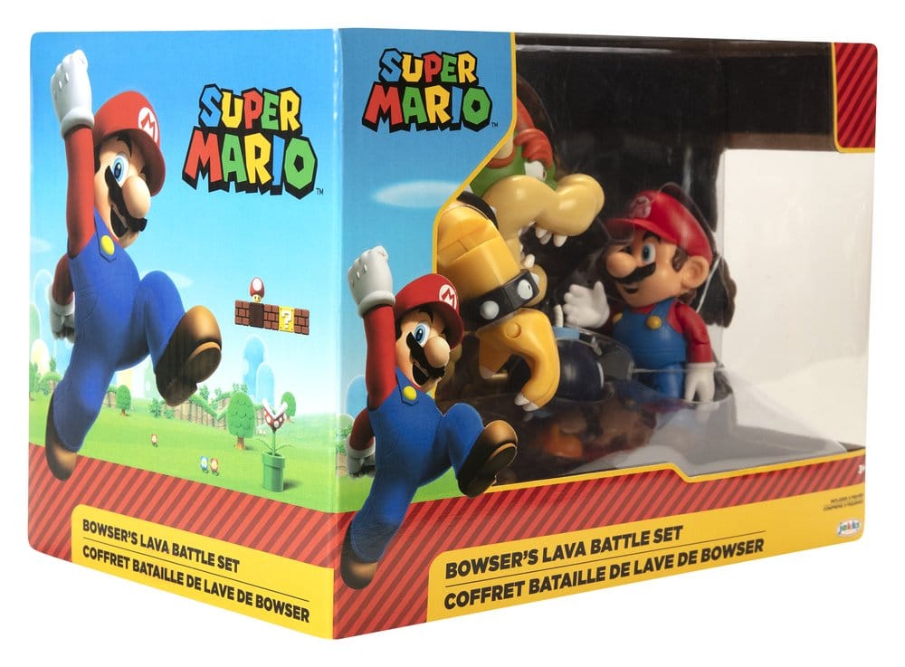 🧪 LAB | SU ORDINAZIONE World of Nintendo Action Figure 3-Pack Mario vs. Bowser Lava Battle