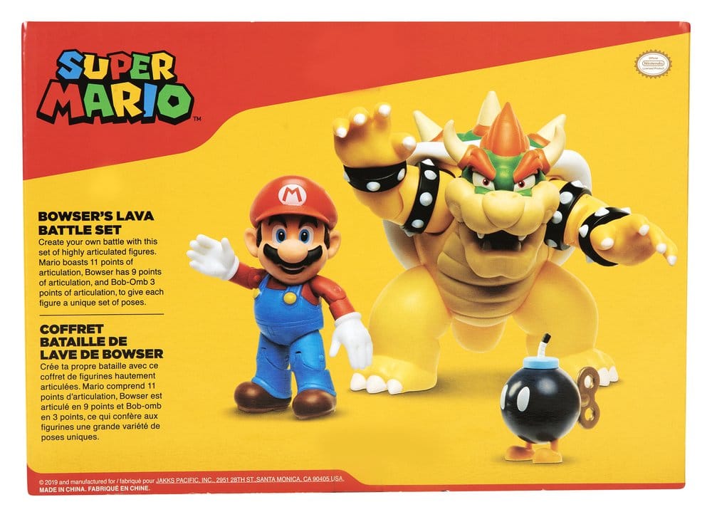 🧪 LAB | SU ORDINAZIONE World of Nintendo Action Figure 3-Pack Mario vs. Bowser Lava Battle