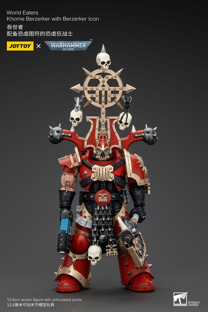 SU ORDINAZIONE Warhammer 40k Action Figure 1/18 World Eaters Khorne Berzerker with Berzerker lcon 13 cm *PREZZO SPECIALE*