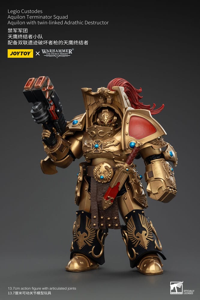SU ORDINAZIONE Warhammer The Horus Heresy Action Figure 1/18 Legio Custodes Aquilon Terminator Squad Aquilon with twin-linked Adrathic Destructor 14 cm
