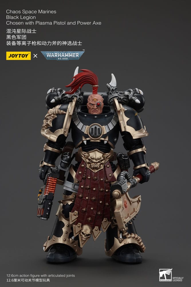 AUF BESTELLUNG Warhammer 40k Actionfigur Chaos Space Marines Black Legion Chosen mit Plasmapistole und Energieaxt 20 cm