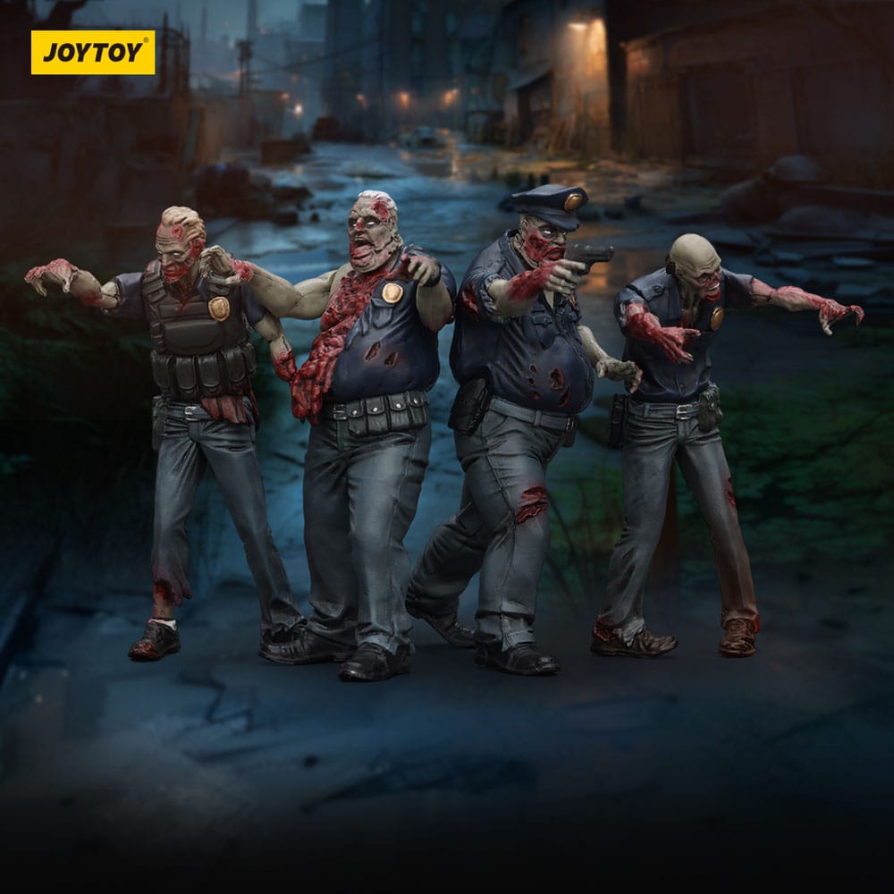🧪 LAB | SU ORDINAZIONE Zombie Dark Source Action Figures 4-Pack Police (Male) 8 cm