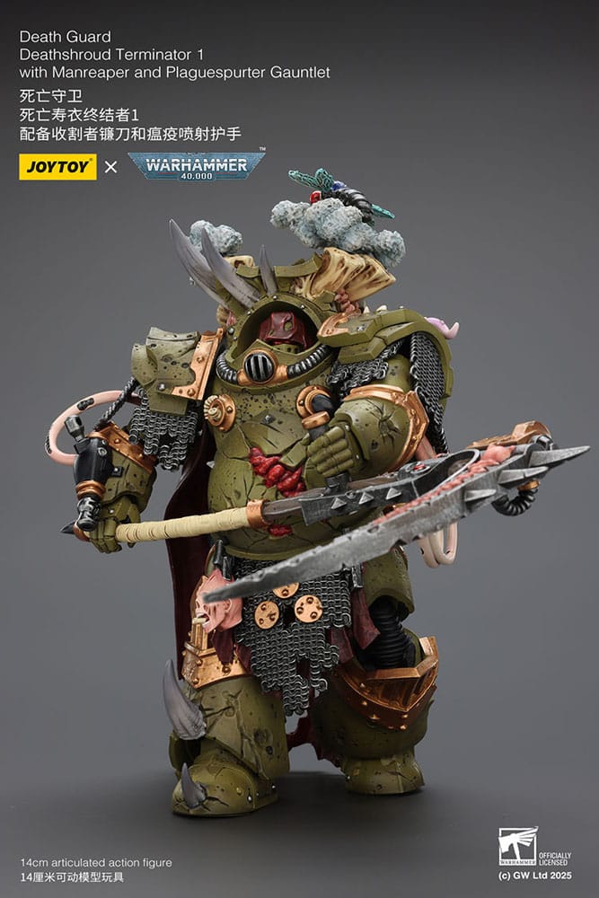 🧪 LAB | SU ORDINAZIONE Warhammer 40k Action Figure 1/18 Death Guard Deathshroud Terminator 1 with Manreaper and Plaguespurter Gauntlet 14 cm