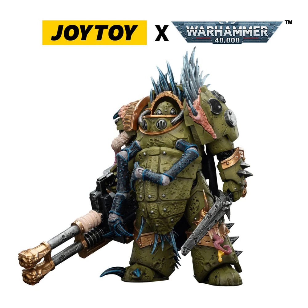 🧪 LAB | SU ORDINAZIONE Warhammer 40,000 Action Figure Death Guard Blightlord Terminator 1 with Reaper Autocannon and Bubotic Blades 14 cm