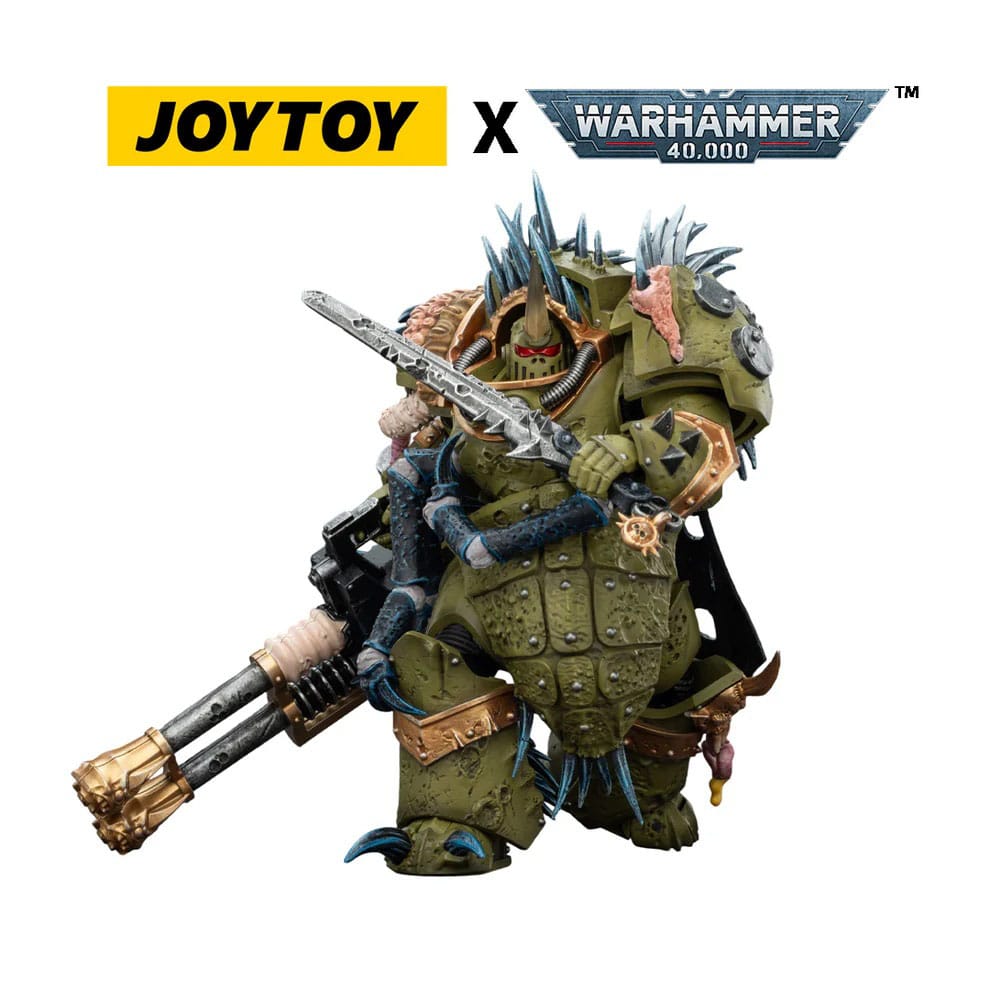 🧪 LAB | SU ORDINAZIONE Warhammer 40,000 Action Figure Death Guard Blightlord Terminator 1 with Reaper Autocannon and Bubotic Blades 14 cm