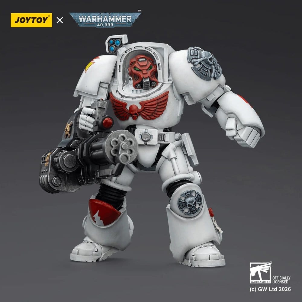 🧪 LAB | SU ORDINAZIONE Warhammer 40,000 Action Figure White Scars Terminator 3 with Power Fist and Assault Cannon 14 cm