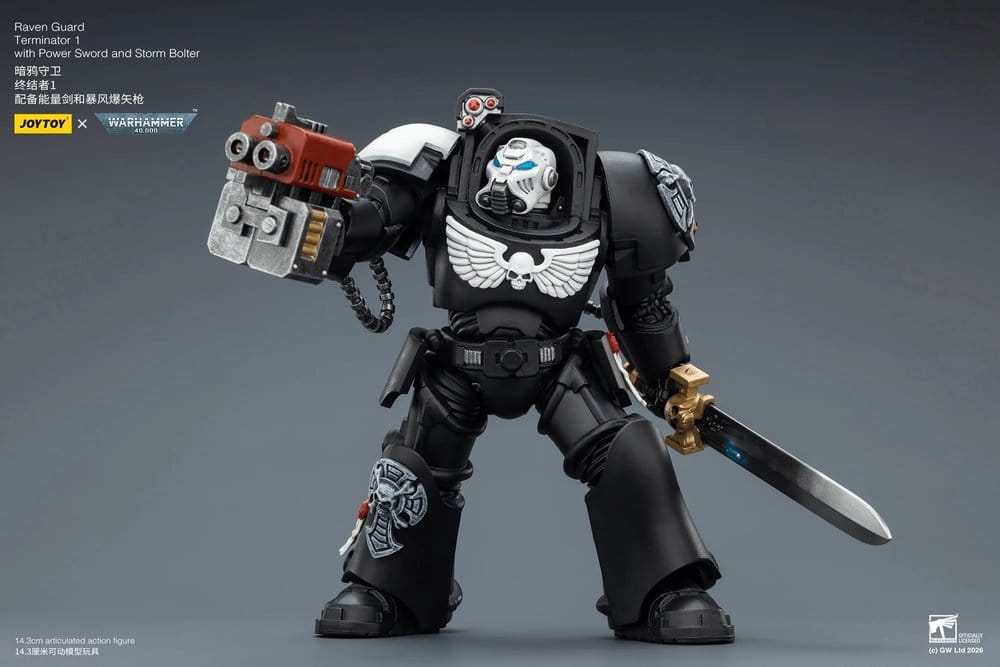 🧪 LAB | SU ORDINAZIONE Warhammer 40,000 Action Figure Raven Guard Terminator 1 with Power Sword and Storm Bolter 14 cm
