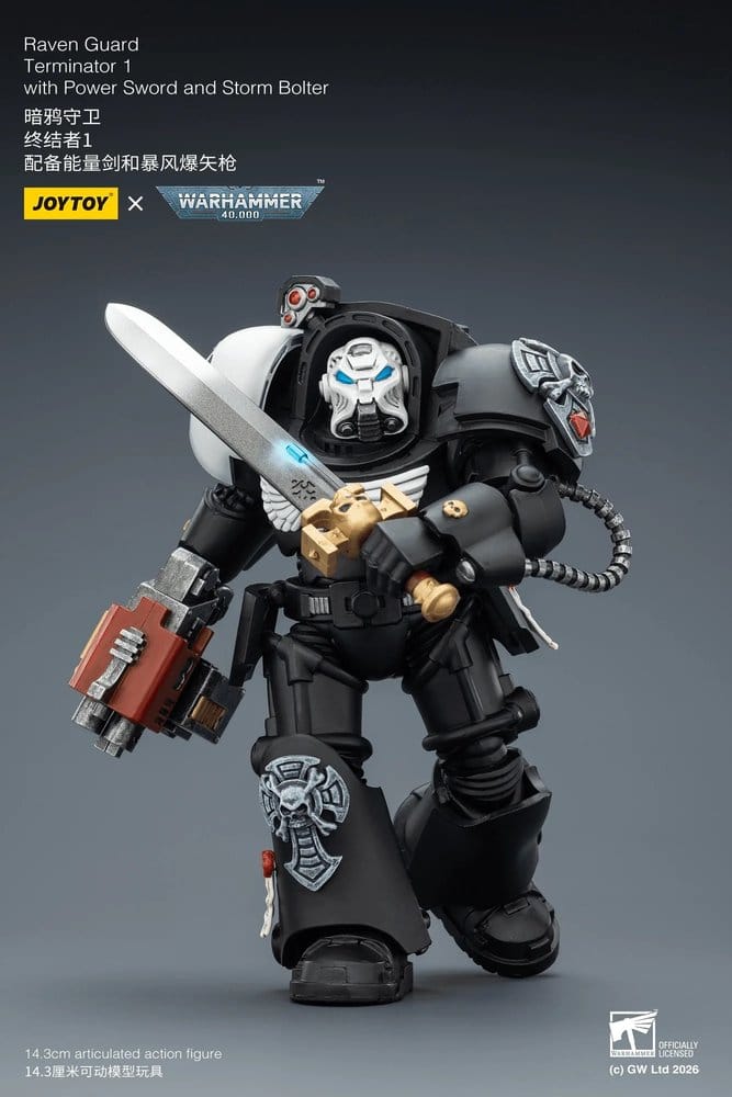 🧪 LAB | SU ORDINAZIONE Warhammer 40,000 Action Figure Raven Guard Terminator 1 with Power Sword and Storm Bolter 14 cm