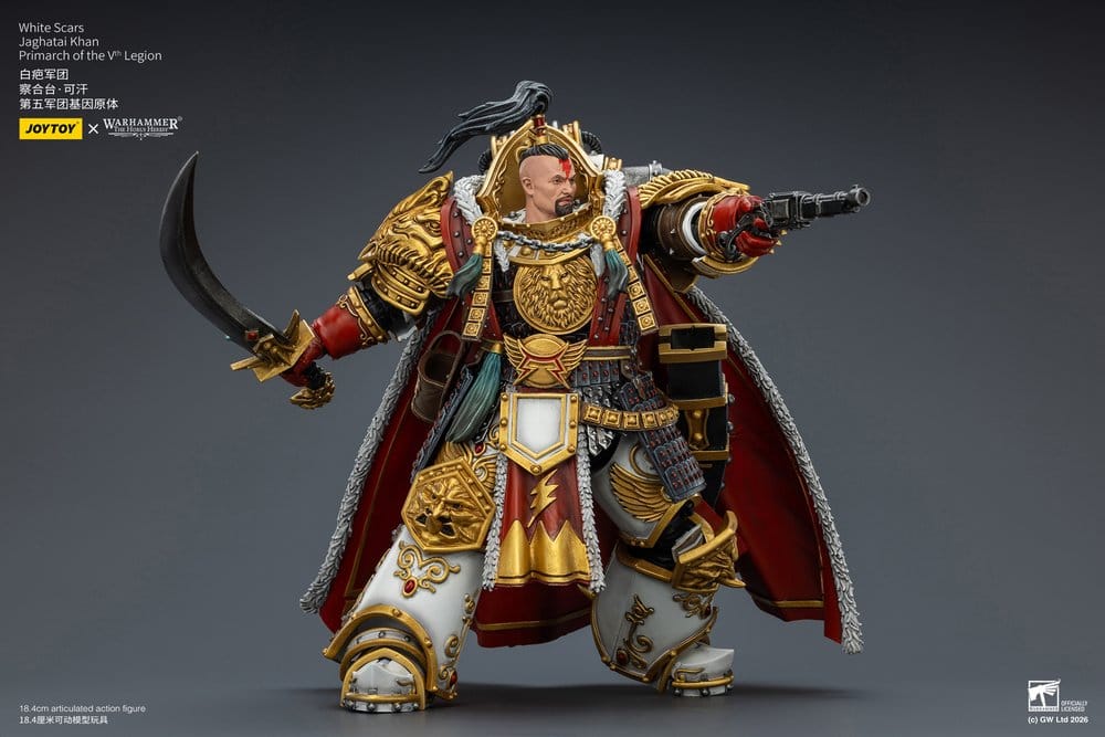 🧪 LAB | SU ORDINAZIONE Warhammer The Horus Heresy Action Figure White Scars Jaghatai Khan Primarch of the Vth Legion 19 cm