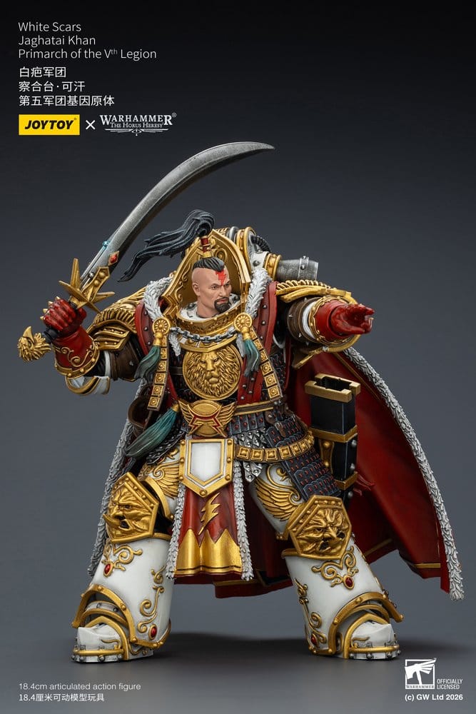 🧪 LAB | SU ORDINAZIONE Warhammer The Horus Heresy Action Figure White Scars Jaghatai Khan Primarch of the Vth Legion 19 cm