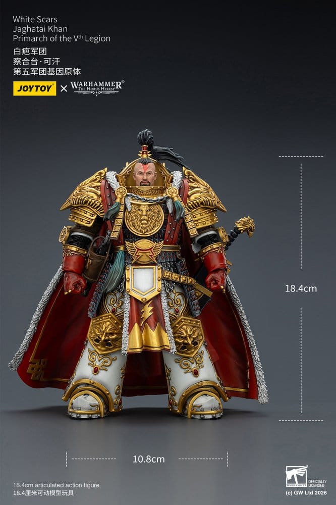 🧪 LAB | SU ORDINAZIONE Warhammer The Horus Heresy Action Figure White Scars Jaghatai Khan Primarch of the Vth Legion 19 cm