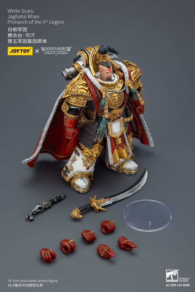🧪 LAB | SU ORDINAZIONE Warhammer The Horus Heresy Action Figure White Scars Jaghatai Khan Primarch of the Vth Legion 19 cm