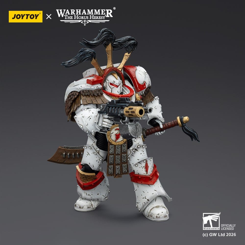 🧪 LAB | SU ORDINAZIONE Warhammer 40,000 Action Figure White Scars Legion Praetor in Cataphractii Terminator Armour with Cyber Hawk Chogorian sword and combi-melta 14 cm