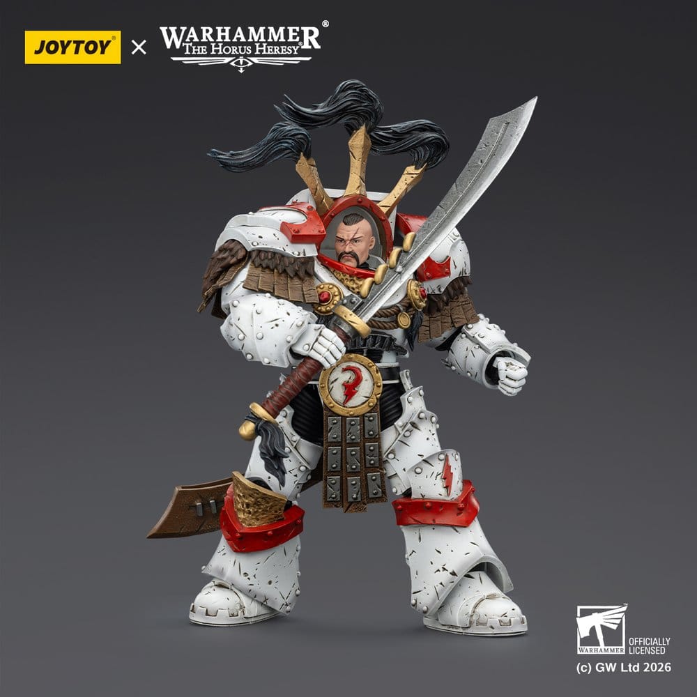 🧪 LAB | SU ORDINAZIONE Warhammer 40,000 Action Figure White Scars Legion Praetor in Cataphractii Terminator Armour with Cyber Hawk Chogorian sword and combi-melta 14 cm