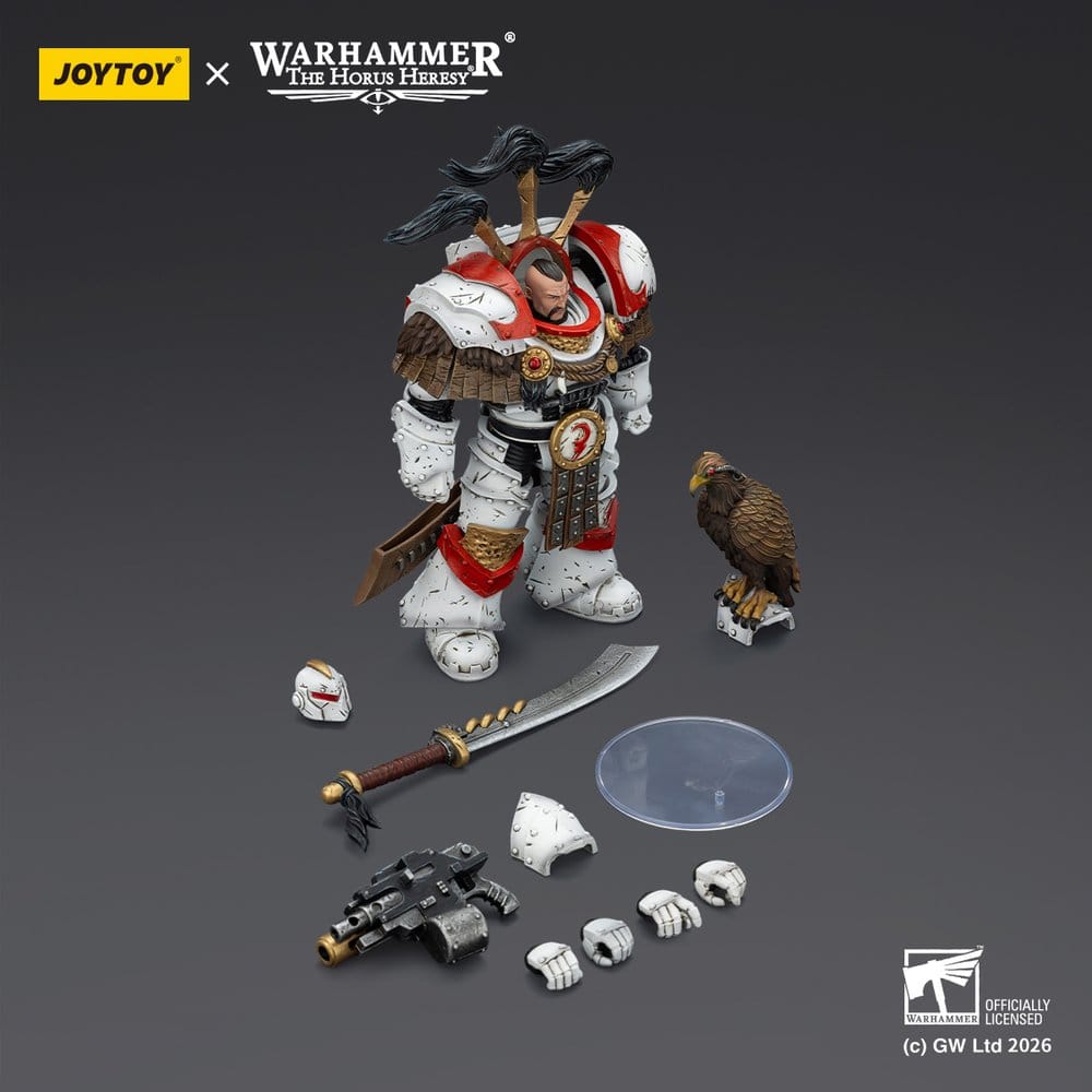 🧪 LAB | SU ORDINAZIONE Warhammer 40,000 Action Figure White Scars Legion Praetor in Cataphractii Terminator Armour with Cyber Hawk Chogorian sword and combi-melta 14 cm