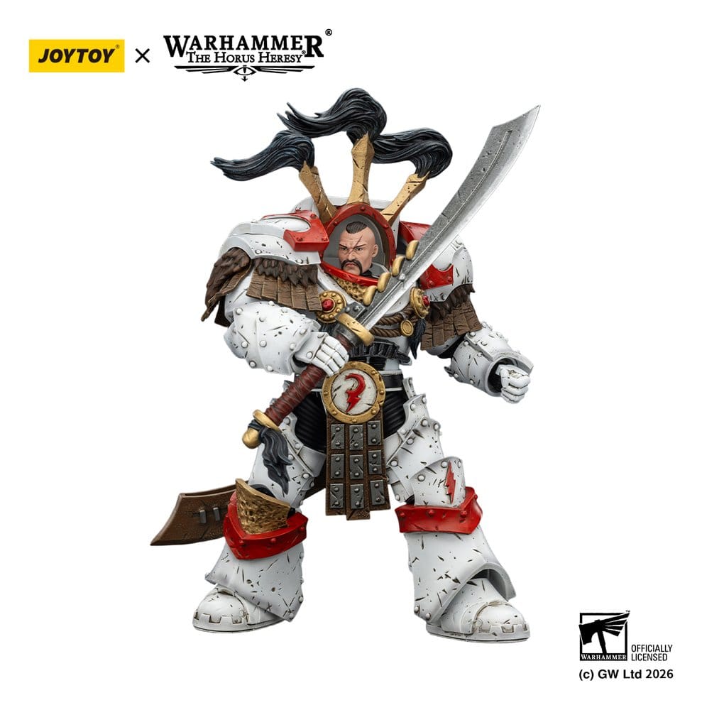 🧪 LAB | SU ORDINAZIONE Warhammer 40,000 Action Figure White Scars Legion Praetor in Cataphractii Terminator Armour with Cyber Hawk Chogorian sword and combi-melta 14 cm