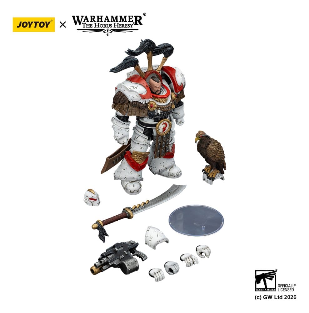 🧪 LAB | SU ORDINAZIONE Warhammer 40,000 Action Figure White Scars Legion Praetor in Cataphractii Terminator Armour with Cyber Hawk Chogorian sword and combi-melta 14 cm