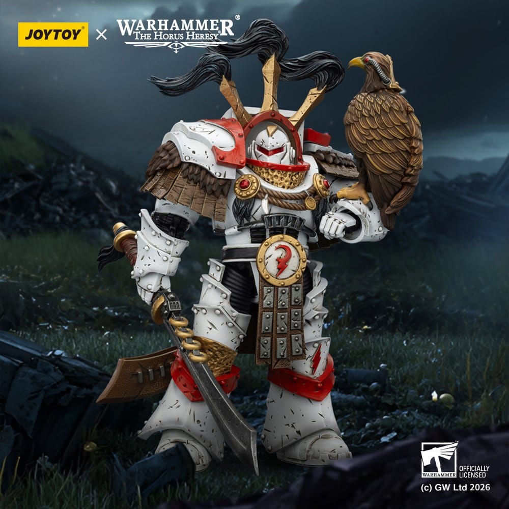 🧪 LAB | SU ORDINAZIONE Warhammer 40,000 Action Figure White Scars Legion Praetor in Cataphractii Terminator Armour with Cyber Hawk Chogorian sword and combi-melta 14 cm