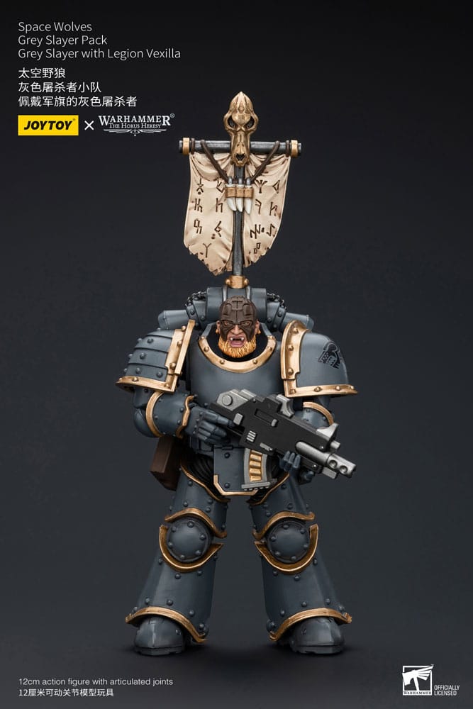 MADE TO ORDER Warhammer The Horus Heresy Action Figure 1/18 Space Wolves Gray Slayer Pack Gray Slayer With Legion Vexilla 12 cm