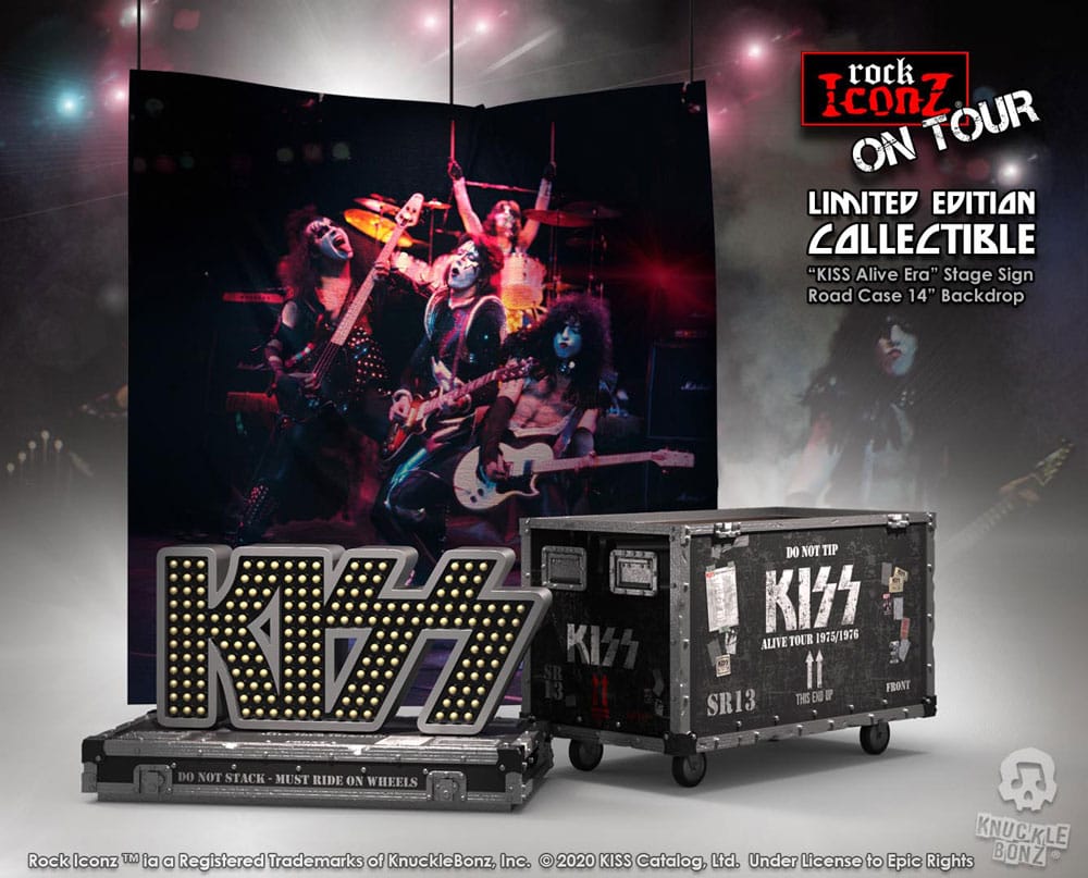 MADE TO ORDER Kiss Rock Ikonz On Tour Road Case Statue + Stage Backdrop Set Alive! Tours