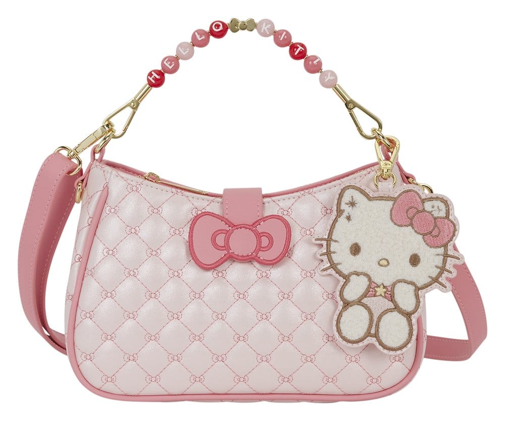 🧪 LAB | PREORDINE+ 01/2027 Sanrio by Loungefly Crossbody with Beaded Handle & Bag Charm Hello Kitty Quilted