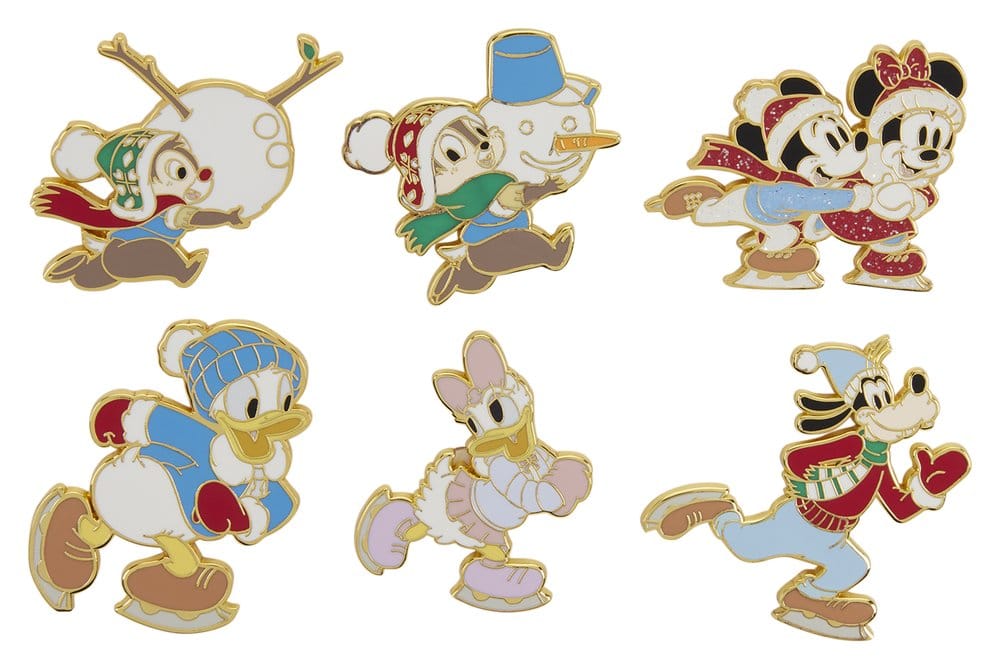 🧪 LAB | PREORDINE+ 01/2027 Mickey & Friends by Loungefly Enamel Pins Winter Activities Blind Display (12)
