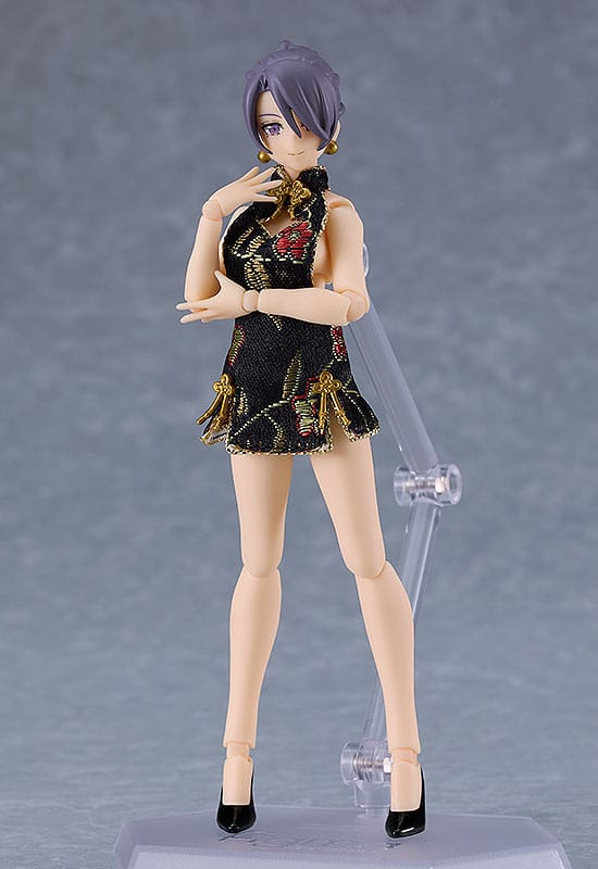 PREORDINE ESAURITO Original Character Figma Action Figure Female Body (Mika) Mini Skirt Chinese Dress Outfit (Black) 13 cm