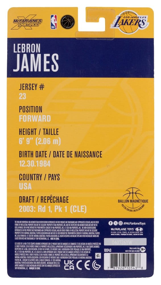 🧪 LAB | SU ORDINAZIONE NBA SportsPicks Action Figure Lebron James (Los Angeles Lakers) 16 cm