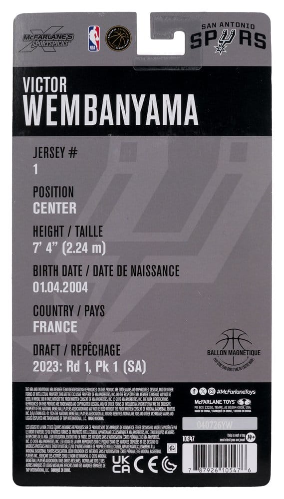 🧪 LAB | SU ORDINAZIONE NBA SportsPicks Action Figure Victor Wembanyama (San Antonio Spurs) 17 cm