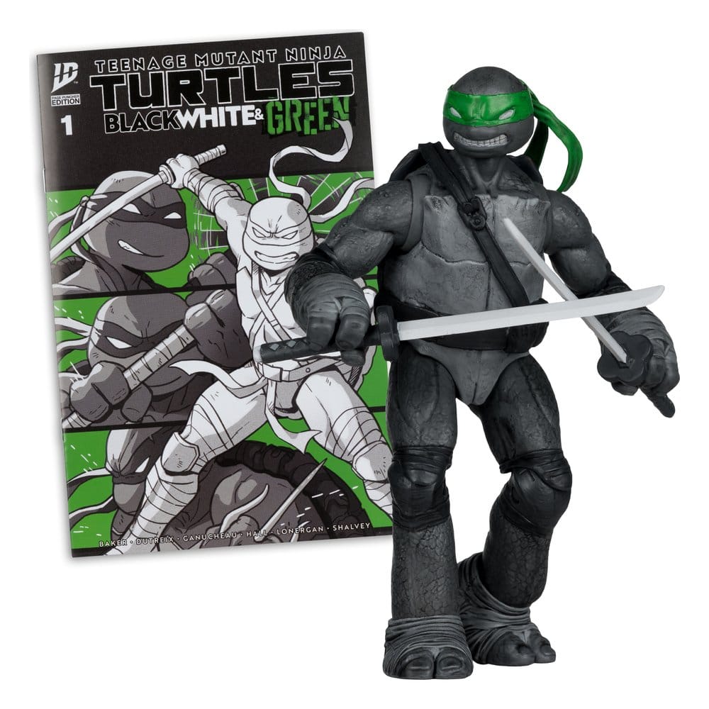 🧪 LAB | SU ORDINAZIONE Teenage Mutant Ninja Turtles Page Punchers Action Figure Leonardo (Black White & Green) (Red Platinum Edition) 13 cm
