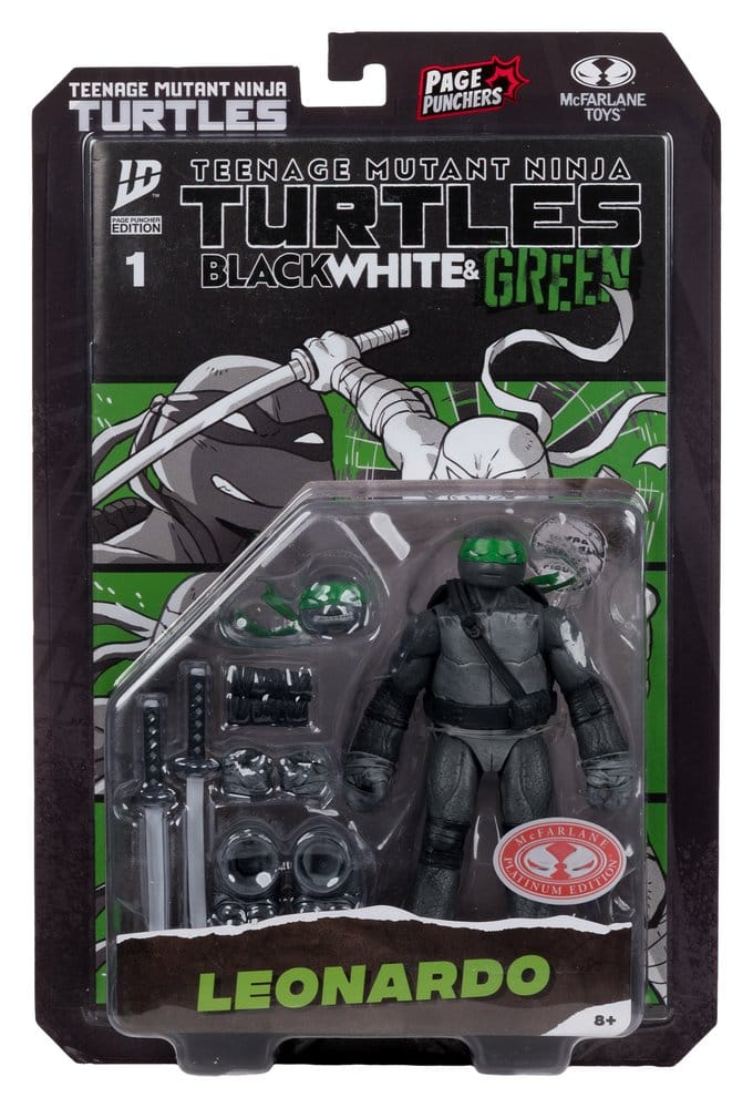 🧪 LAB | SU ORDINAZIONE Teenage Mutant Ninja Turtles Page Punchers Action Figure Leonardo (Black White & Green) (Red Platinum Edition) 13 cm