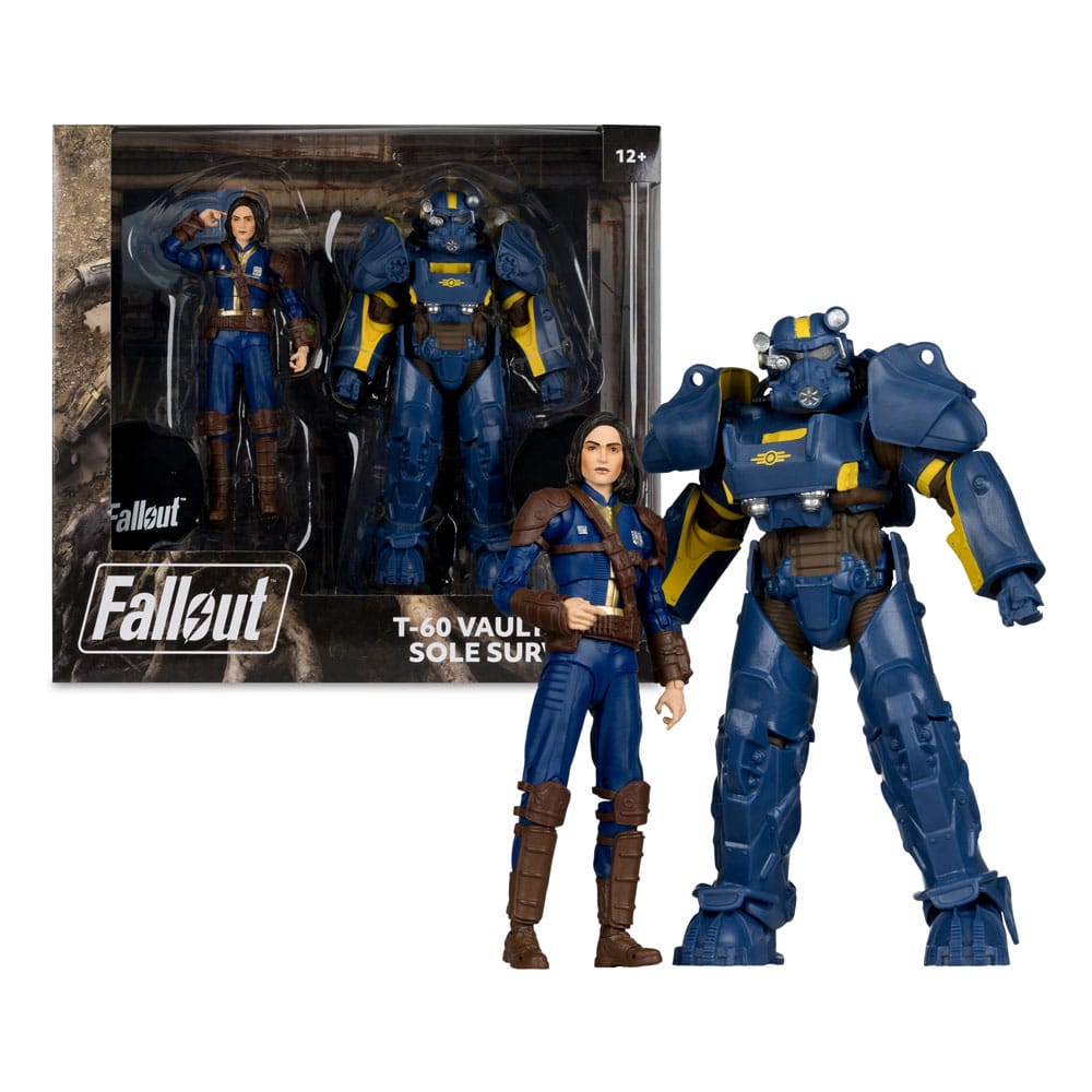 🧪 LAB | SU ORDINAZIONE Fallout 4 Statue 2-Pack T-60 Vault Tec & Sole Survivor 18 cm