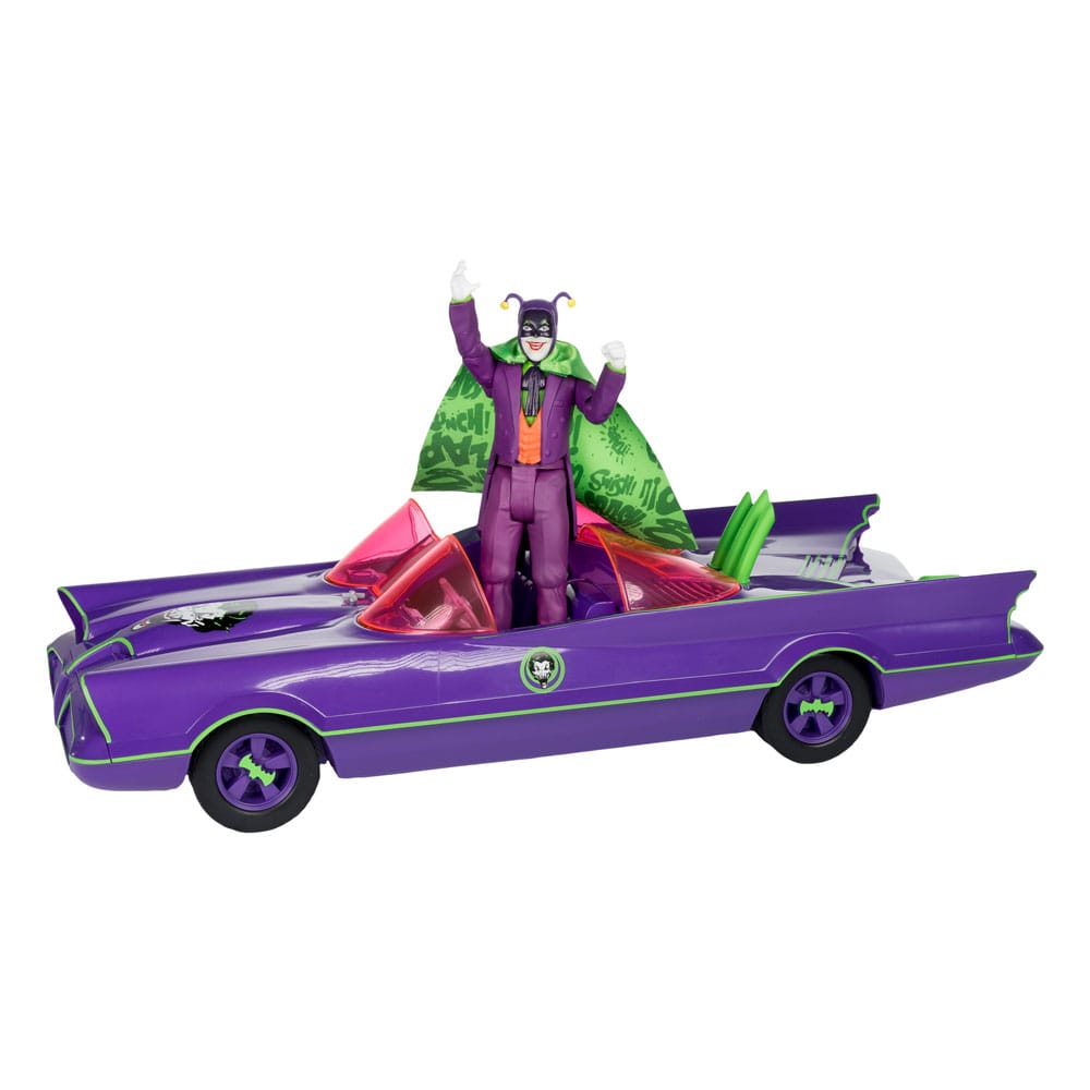 AUF BESTELLUNG HERGESTELLT DC Retro Actionfigur mit Fahrzeug Batman 66 Batmobil mit Joker (Gold Label) *SONDERPREIS*