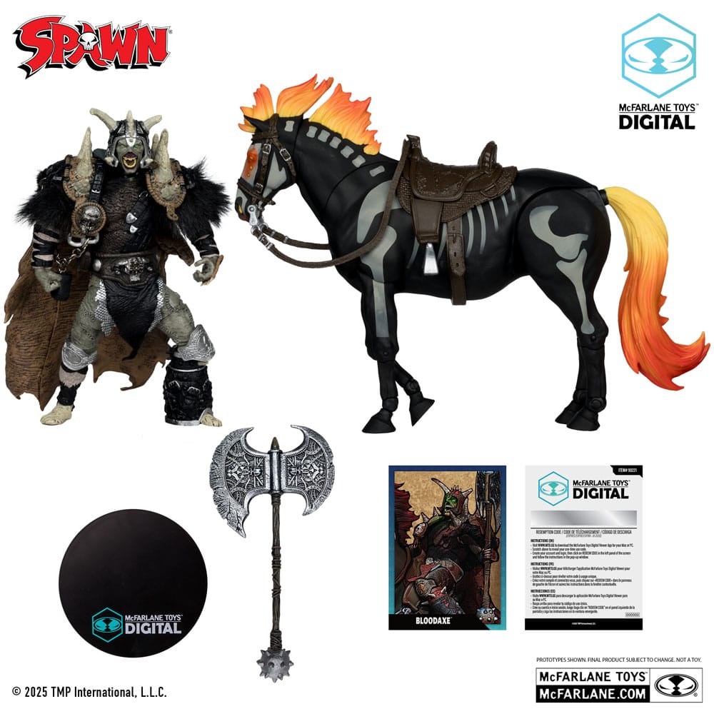 🧪 LAB | SU ORDINAZIONE Spawn Action Figure Bloodaxe with Horse (Spawn: The Dark Ages) (McFarlane Toys 30th Anniversary) (Gold Label) 18 cm