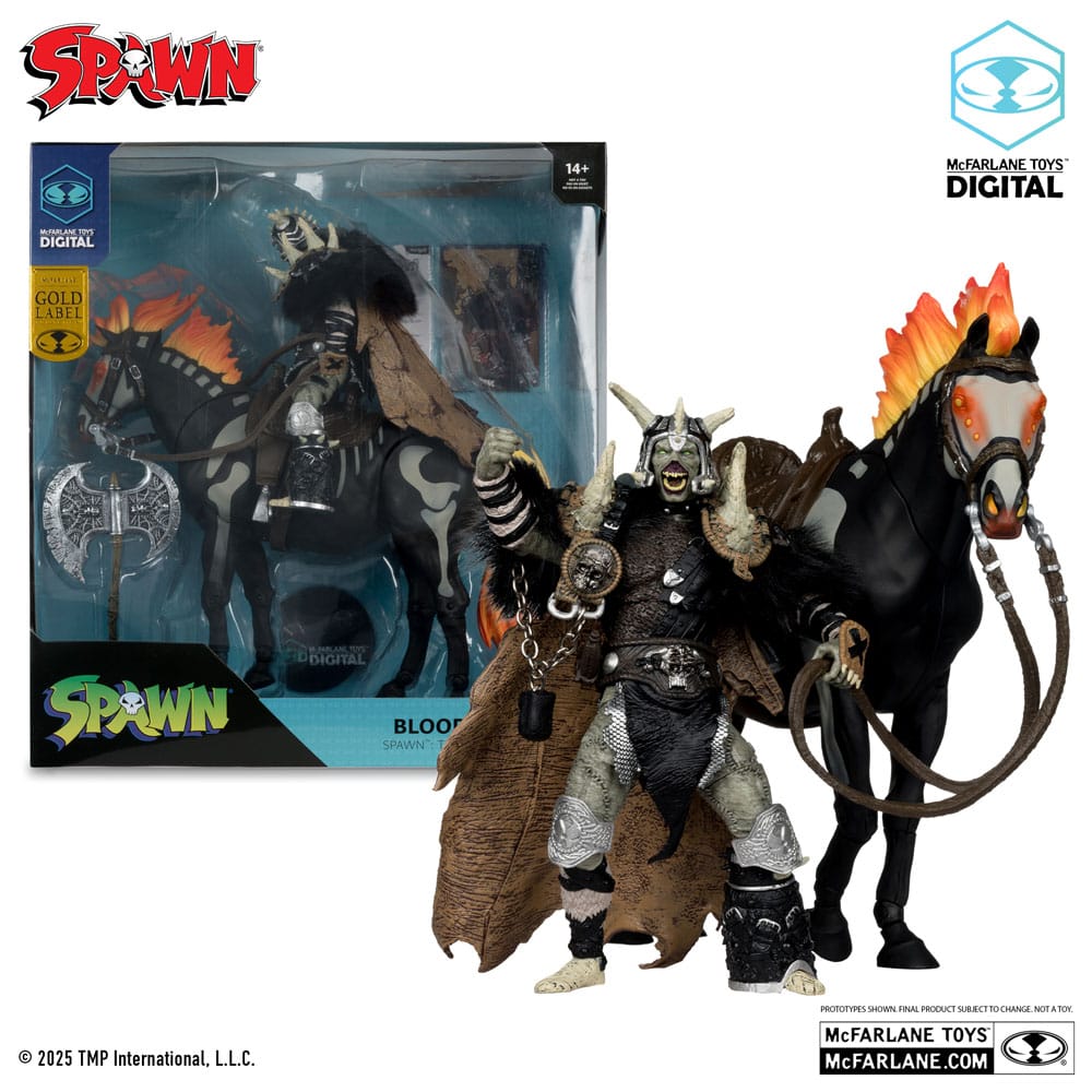 🧪 LAB | SU ORDINAZIONE Spawn Action Figure Bloodaxe with Horse (Spawn: The Dark Ages) (McFarlane Toys 30th Anniversary) (Gold Label) 18 cm