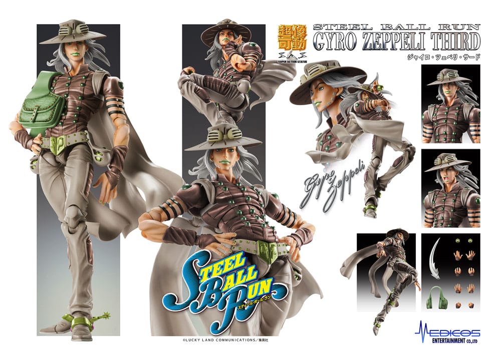 PREORDINE+ 01/2026 JoJo's Bizarre Adventure Part7 Steel Ball Run Super Action Action Figure Chozokado Gyro Zeppeli Third 16 cm